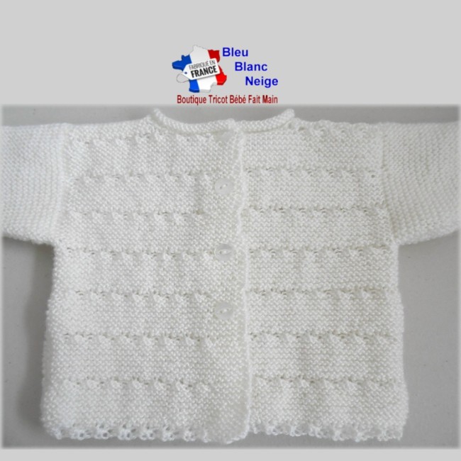 Brassière tricot bébé 1 mois en laine certifiée OEKO-TEX - tricotée main - cadeau de naissance Brassière tricot bébé tricotée main