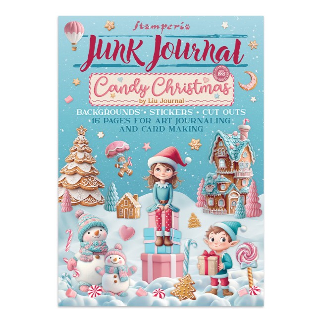Junk Journal Candy Christmas de Stamperia, 16 pages en format A4 pour journaling sur un Noel gourmand (SBJK01)