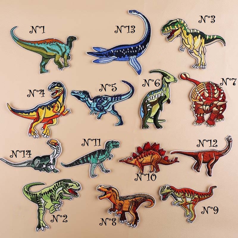 Lot De 11 écussons Thermocollants Dinosaures – Pour Vêtements, Sacs – Taille 5,1 à 7,8 Cm – Lavables En Machine – Application Par Repassage
