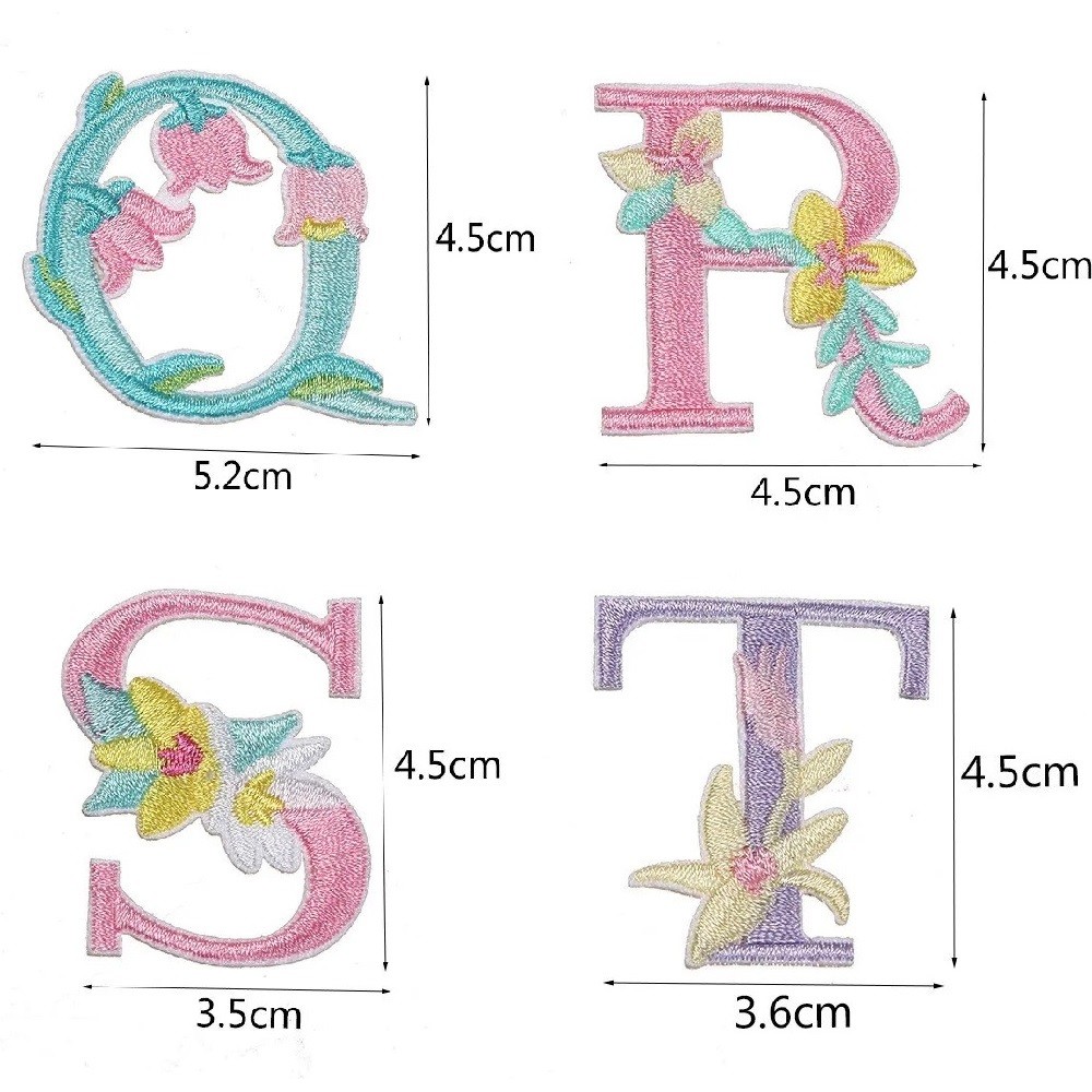 Patchs Thermocollants Brodés Fleurs Et Lettres - Lot De 26 Pièces - Pour Customisation Vêtements, Accessoires - DIY Coloré