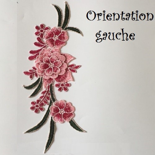 Applique Fleur En Tissu 16x5 Pouces (41.5x13 Cm) - Patch Brodé Rouge à Poser Au Fer, Pour Robes, Vêtements, Artisanat, Couture