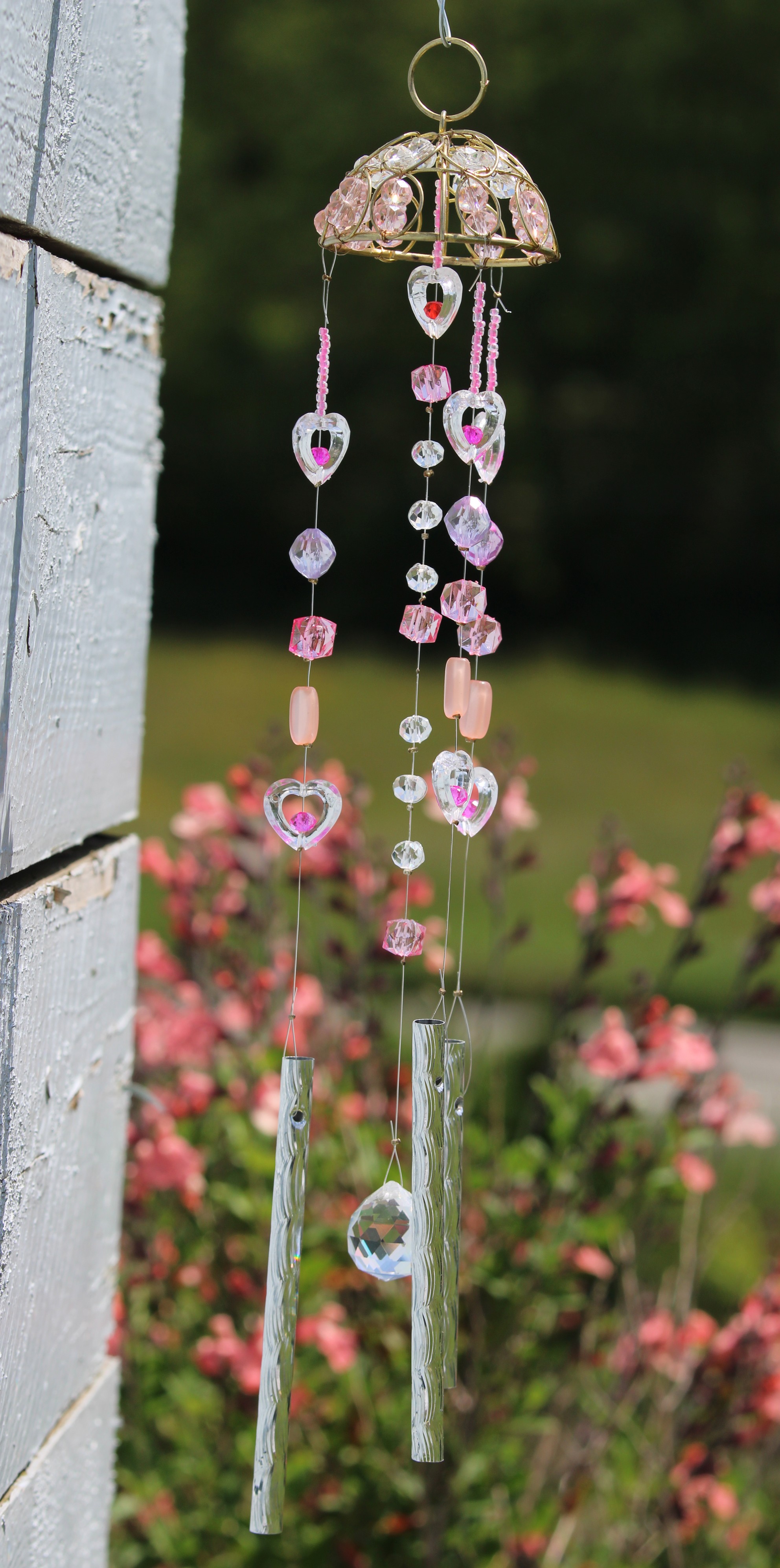 Carillon à Vent En Fer Et Verre Teinté En Forme De Papillon - Décoration De Jardin Ou D'intérieur - 70 Cm - Cadeau Romantique Et Apaisant
