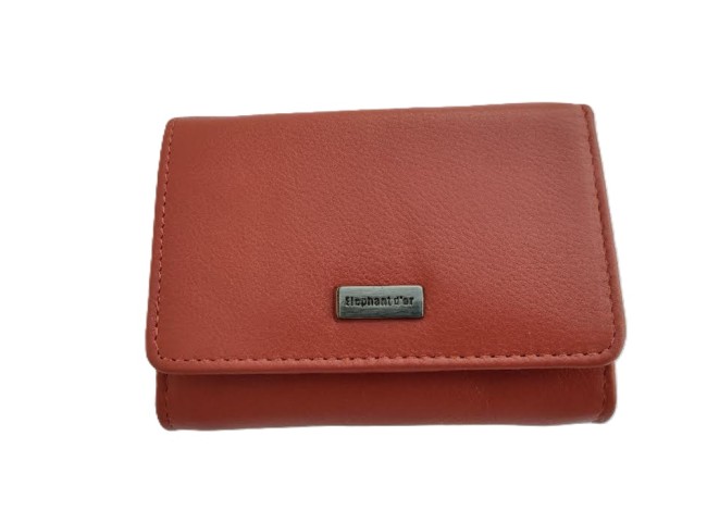Portefeuille -Porte-monnaie Eléphant d’or - orange – cuir de vachette – femme -