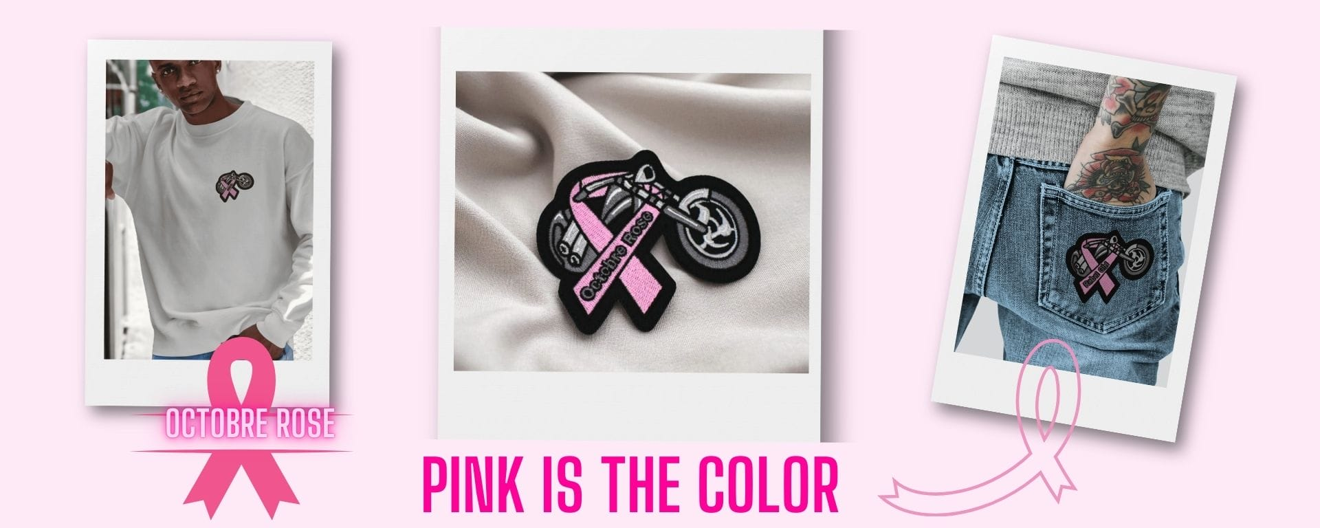 Patch brodé ruban rose - Octobre rose 