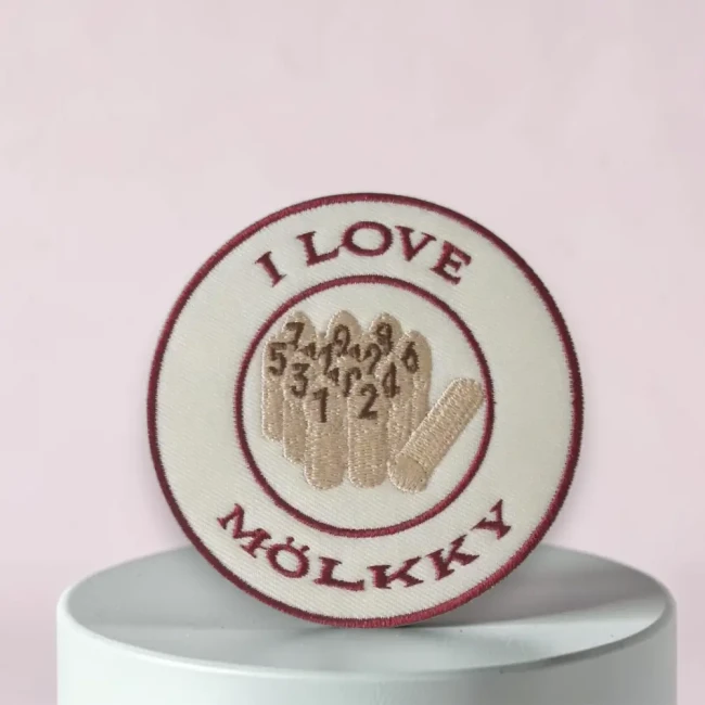 Patch J'aime le MÖLKKY 8 cm, écusson thermocollant