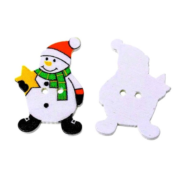 Boutons en bois Noël 3,2 cm de haut x 2 cm de large 