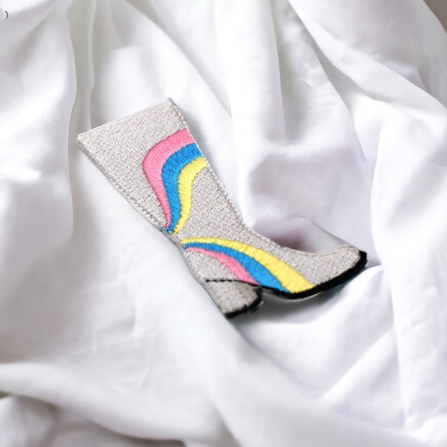 Patch bottes seventies – broderie rétro