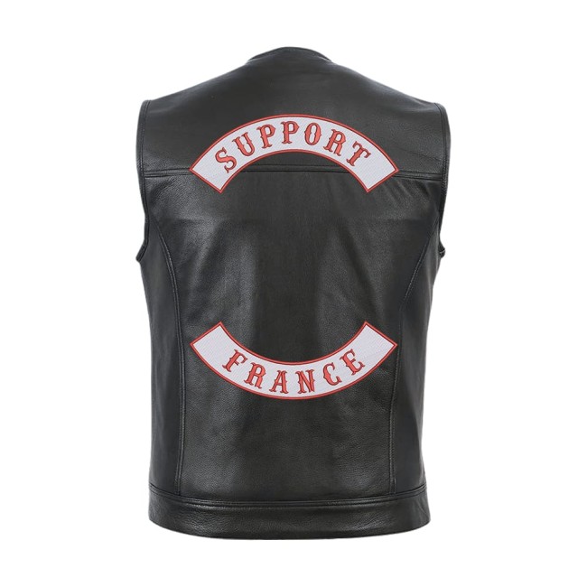 Écusson brodé pour club de motards – texte sur mesure Exemple de patch brodé personnalisé sur blouson vue de dos