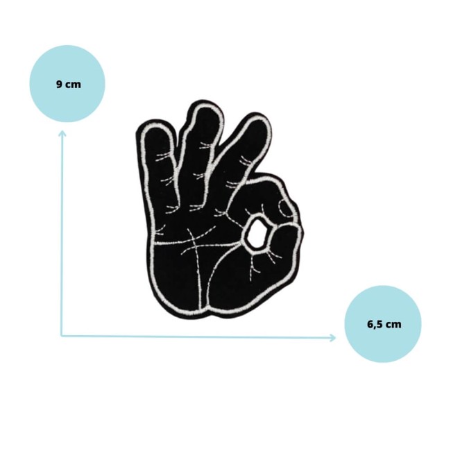 Patch main noire mesurant 9 cm