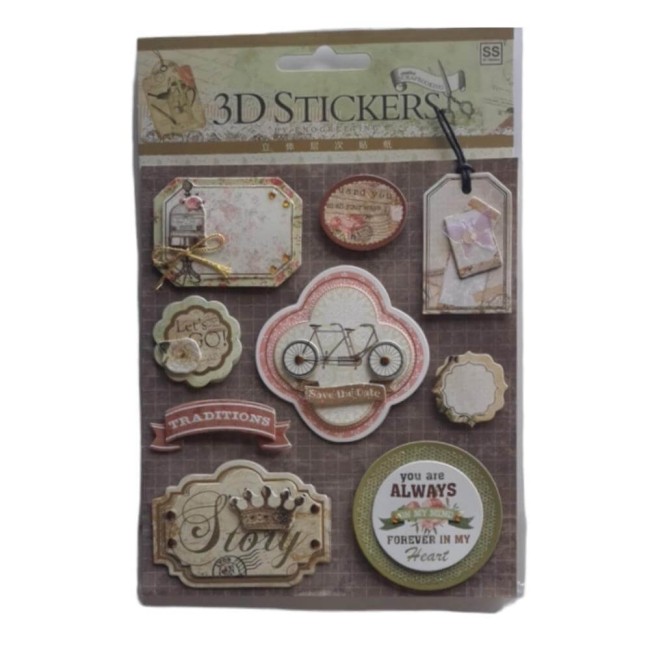 stickers 3D rétro traditions scrapbooking
