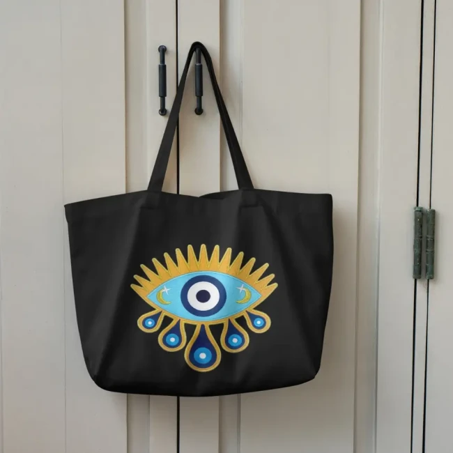 Patch oeil protecteur version 24 cm cousu sur un sac Patch brodé oeil protecteur sur un sac