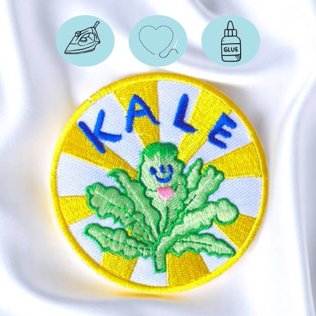 Écusson kale thermocollant, patch brodé veggie