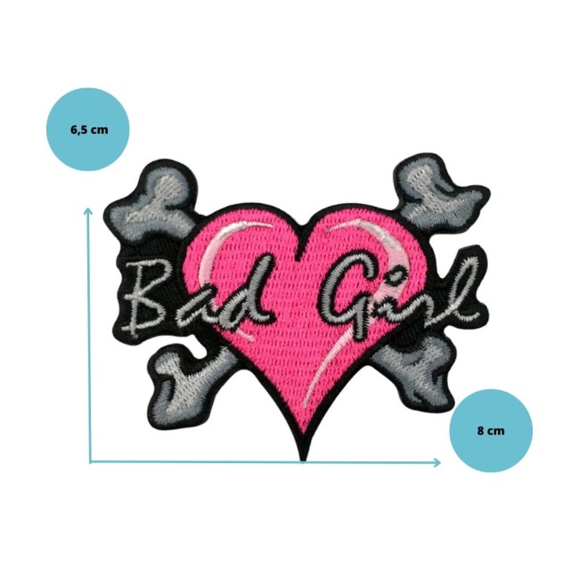 Patch thermocollant Bad Girl prêt à poser mesurant 8 cm