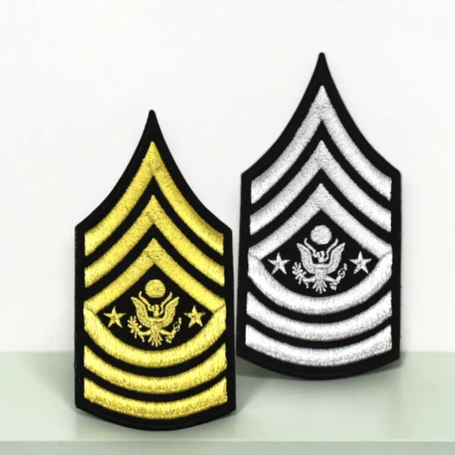 patch brodé militaire sergent major 12 cm thermocollant