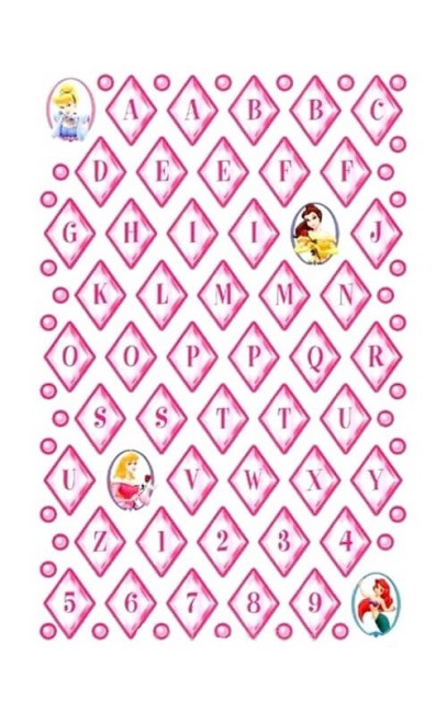 Autocollants Princesses Disney, lettres de l'alphabet pour tous vos projets de scrapbooking, carterie créative Stickers Alphabet Princesses Disney Sandylion