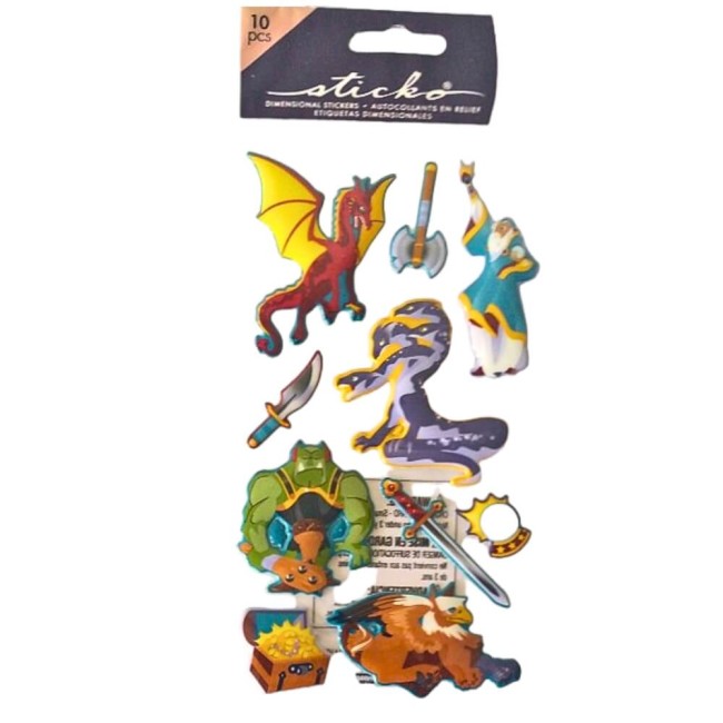 Autocollants mythical pour tous vos projets de scrapbooking ou décoration de cartes Stickers 3D dragon monde mythique