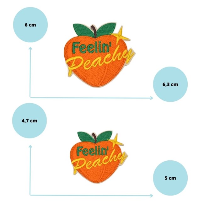 Écusson brodé fruit pêche – Feeling peachy - 2 tailles