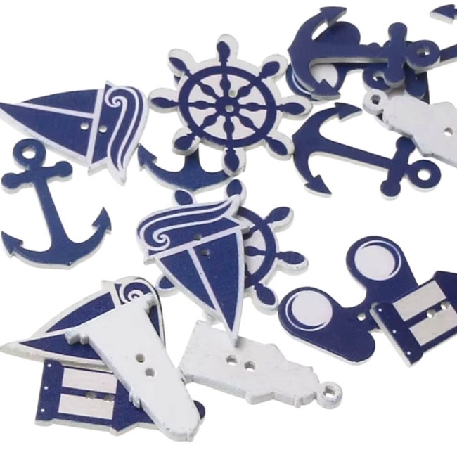 20 boutons fantaisie en bois