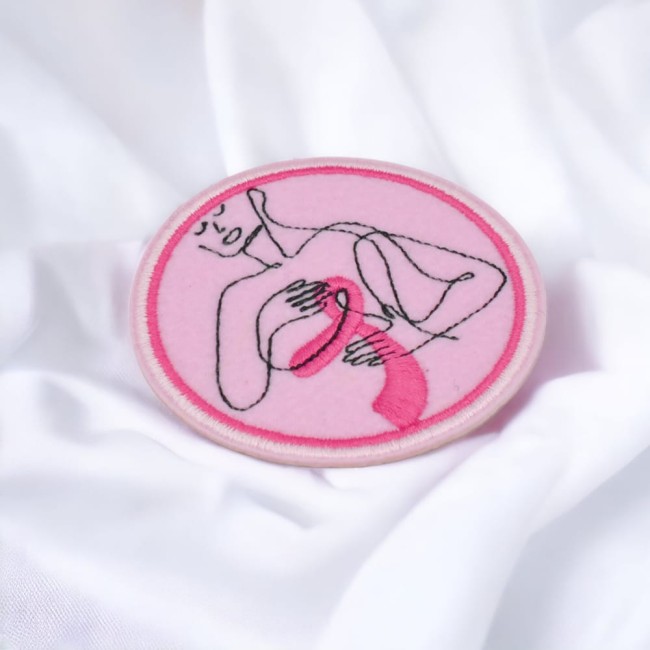 Patch ruban rose avec indication 7,5 cm