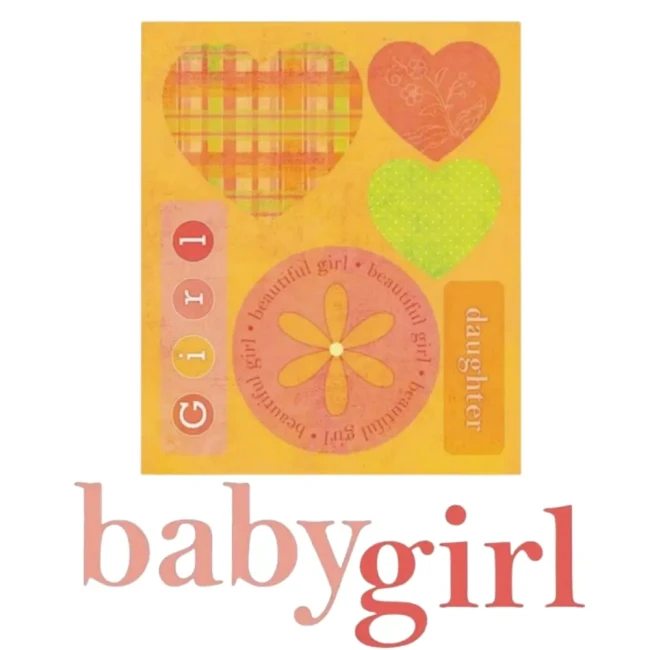 Embelissements baby girl papier cardstock coeurs et fleurs