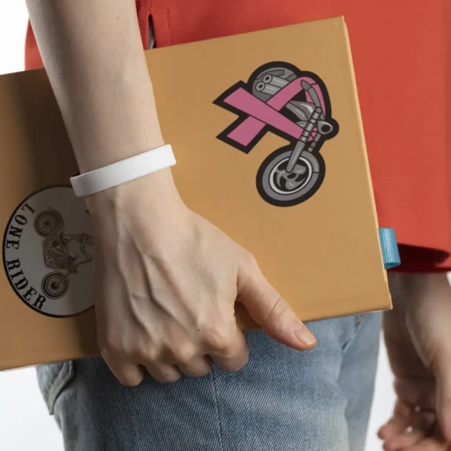 Sticker vinyle Ruban Rose Biker sur carnet - Saperlipopette