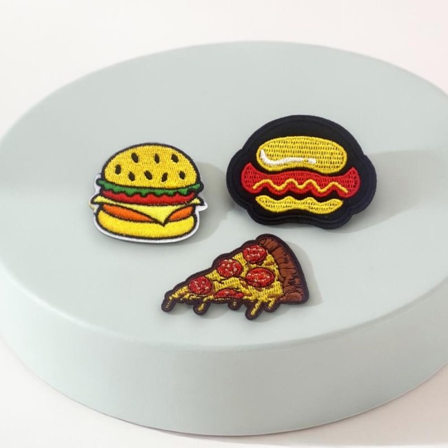 Patch brodé burger, hot dog, pizza thermocollant