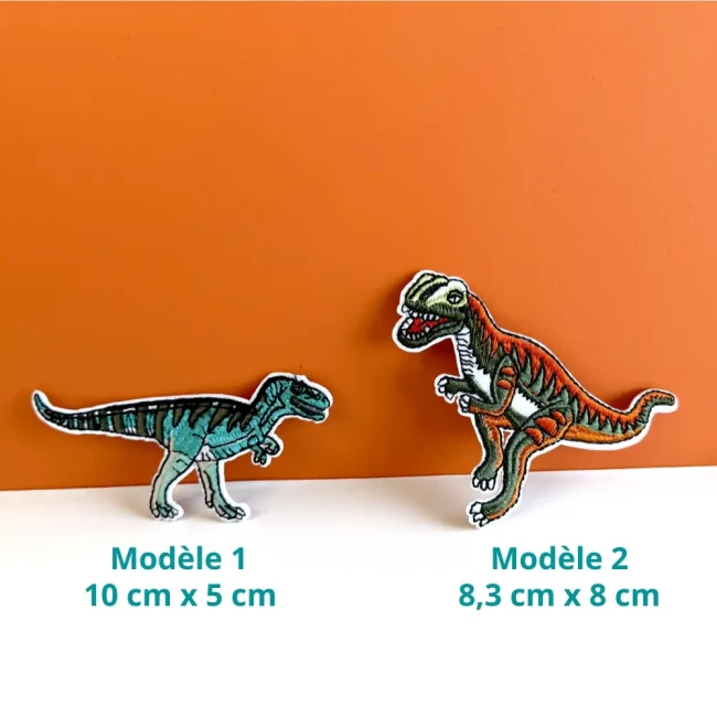 Patchs dinosaures brodés modèles 1 et 2, T-Rex et vélociraptors