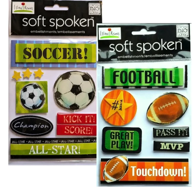 2 modèles, football et football américain Stickers 3D Football, scrapbooking, Soft Spoken