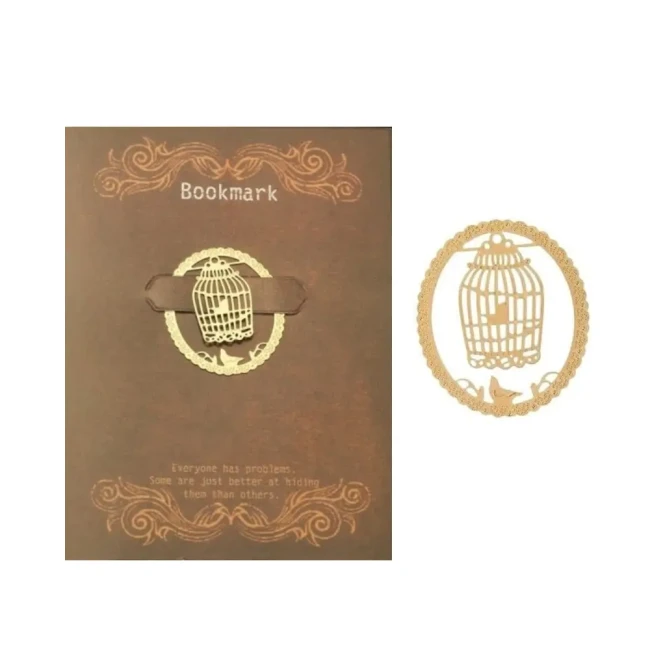 Marque page doré cage à oiseau