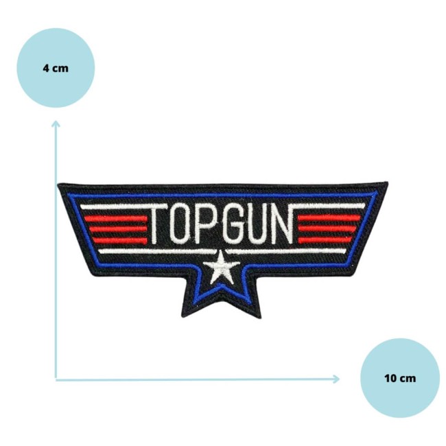 Patch Top Gun avec mesures : 10 x 4 cm