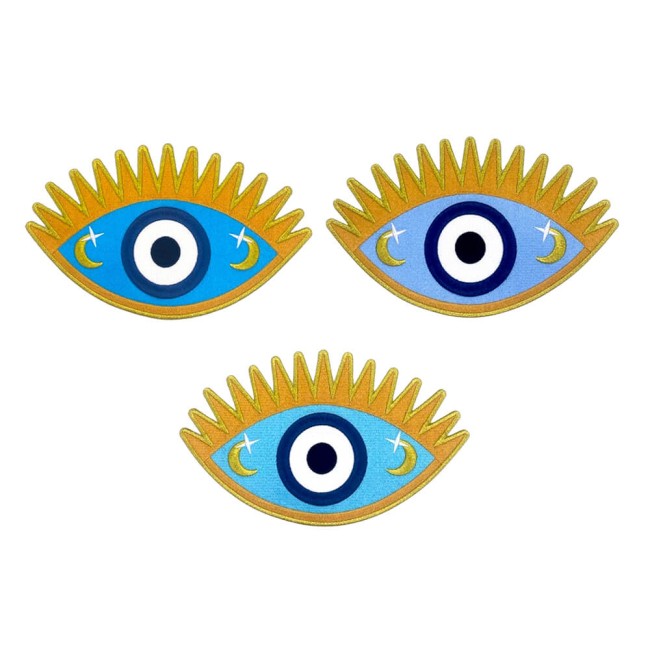 Ecusson mauvais oeil disponible dans 4 tailles et 3 couleurs Patch thermocollant oeil protecteur 3 palettes de couleurs au choix
