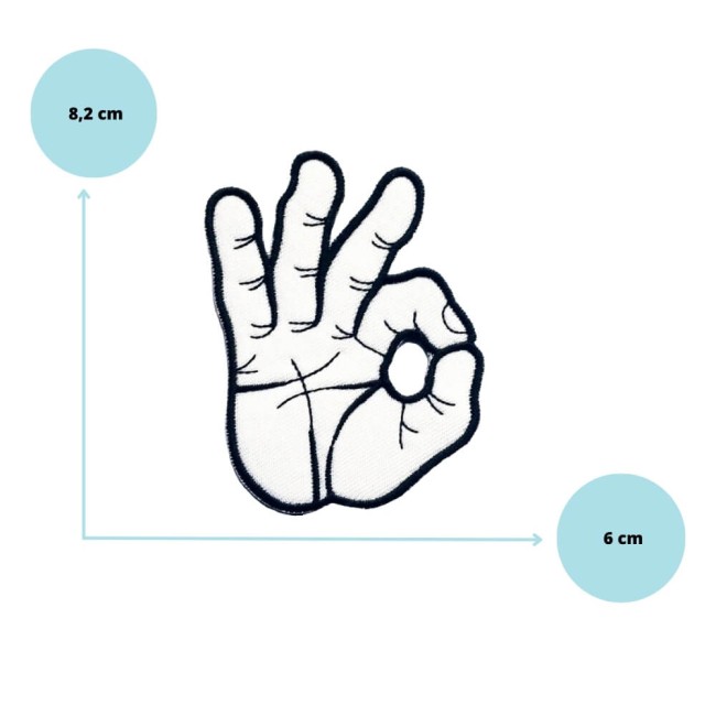 Patch main blanche ok mesurant 8,2 cm
