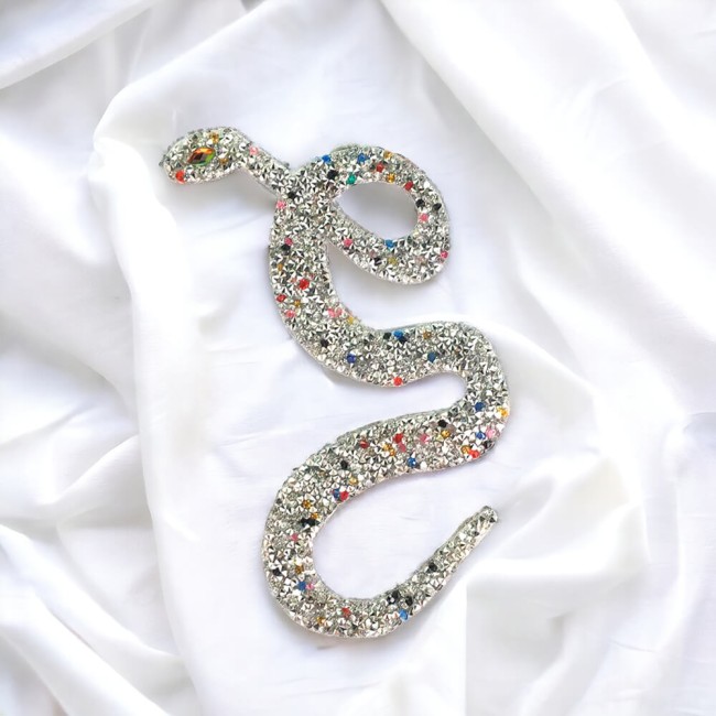 Patch serpent en strass multicolore