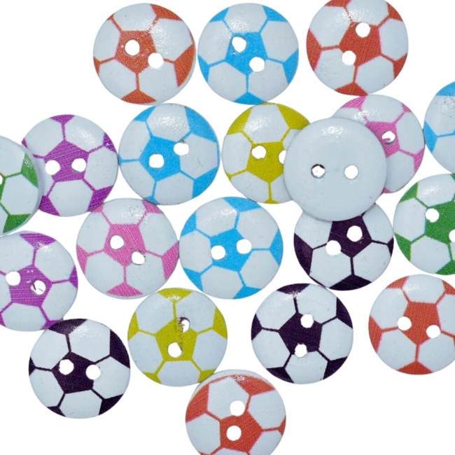 boutons ballons de football multicolores
