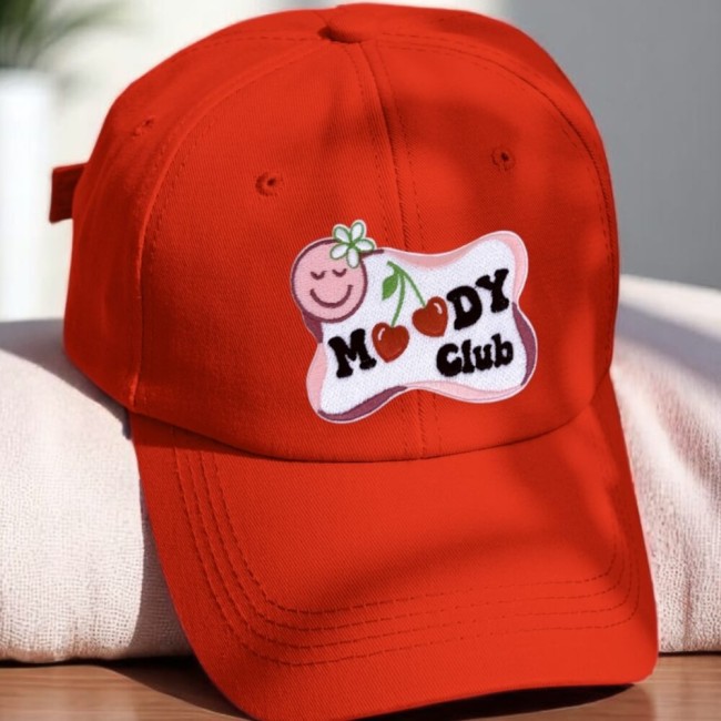 Écusson brodé emoji vintage et cerises en forme de cœur