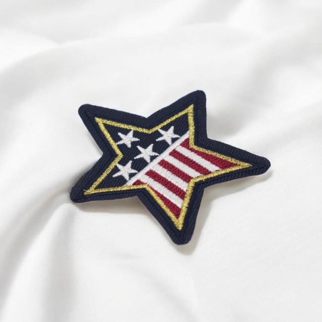 Écusson drapeau américain en forme d’étoile Patch étoile USA thermocollant sur tissu blanc