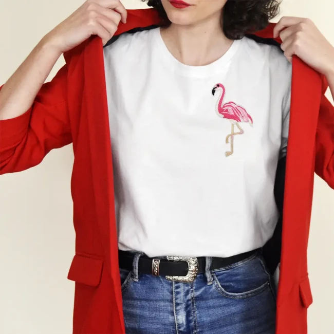 Adorable flamant rose qui te permettra de customiser un vêtement ou de camoufler une tache ou un accroc