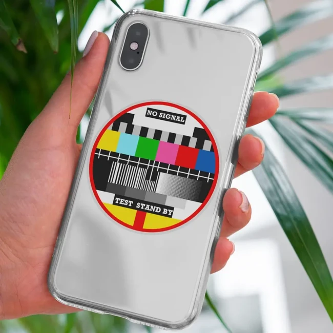 Sticker rétro années 70‑80 pour ordinateur, tablette ou coque de téléphone Sticker TV test pattern rétro