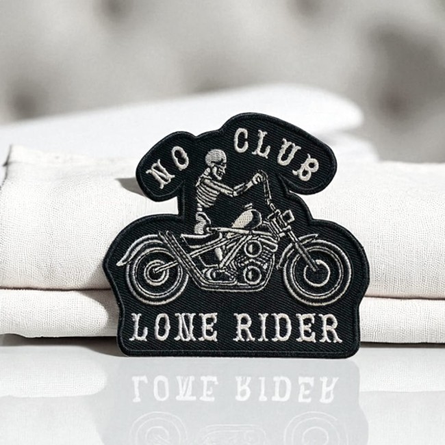 Patch biker thermocollant esprit solo 10 cm Patch brodé No Club Lone Rider 10 cm