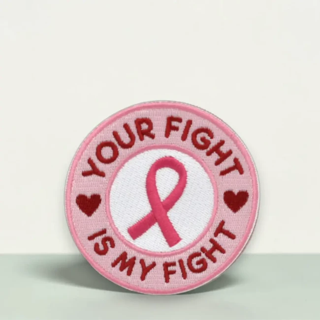 Ecusson thermocollant ruban rose your fight is my foght Écusson thermocollant ruban rose