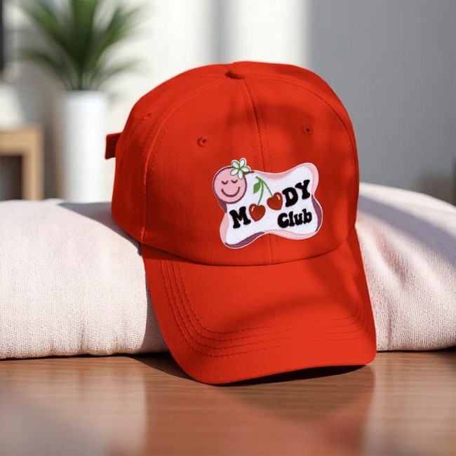 Écusson brodé emoji vintage et cerises en forme de cœur