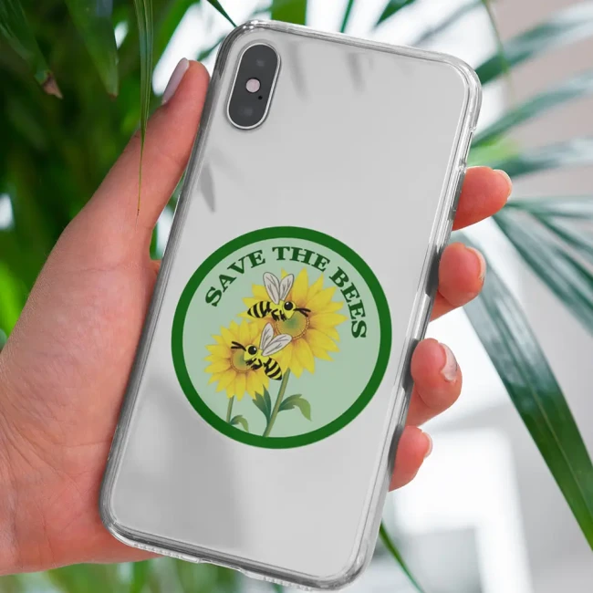 Sticker rond vert abeille Save the Bees Stickers ronds Save the Bees - Protection des abeilles