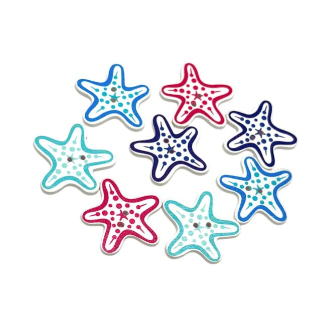 16 boutons étoiles de mer 3,2 cm