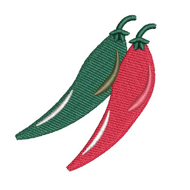 patch brodé piments vert et rouge, version bicolore
