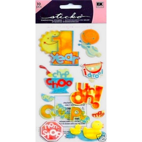 Stickers 3D 1er anniversaire de bébé,  EK Success scrapbooking 