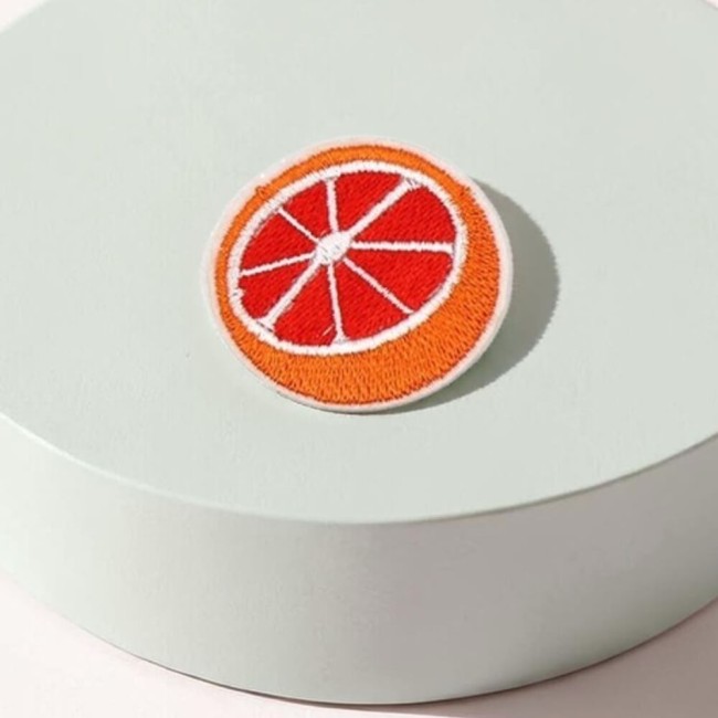 Patch brodé orange thermocollant  4 cm