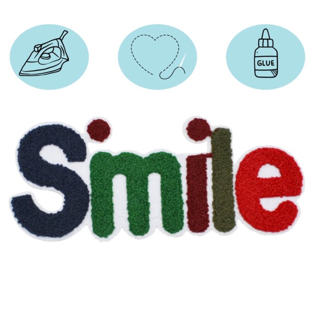 Patch thermocollant SMILE sur sweat ou teddy varsity jacket
