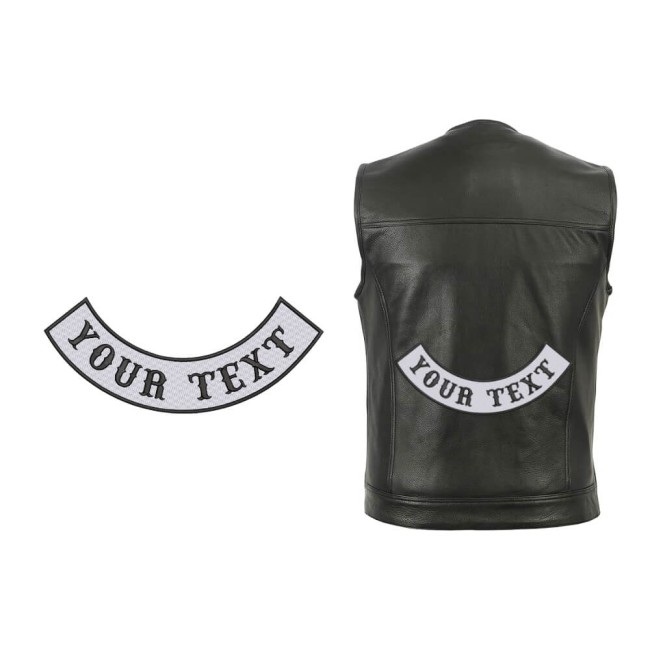 Bannière basse rocker personnalisée brodée pour veste ou gilet moto avec texte au choix
