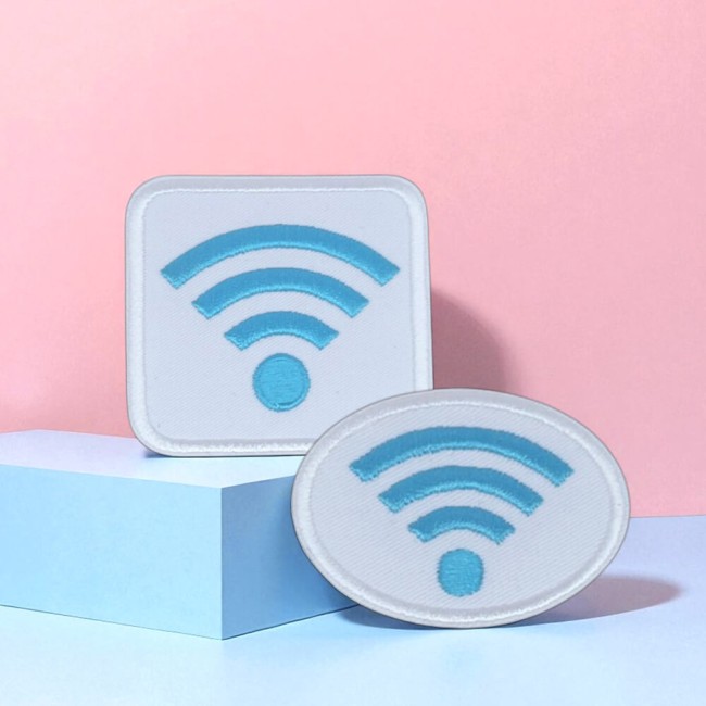 écusson thermocollant wifi au choix ovale ou carré Patch brodé WiFi personnalisable