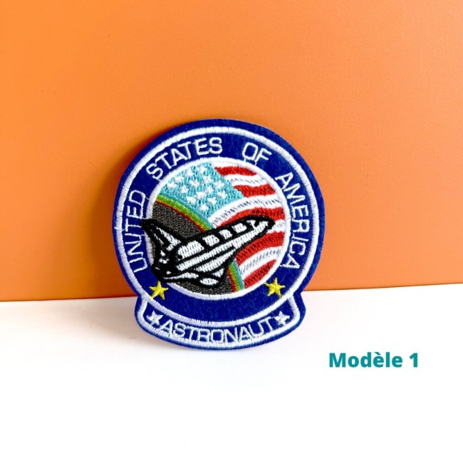 badge astronaute et navette brodés, 8,2 x 7 cm Patch espace thermocollant